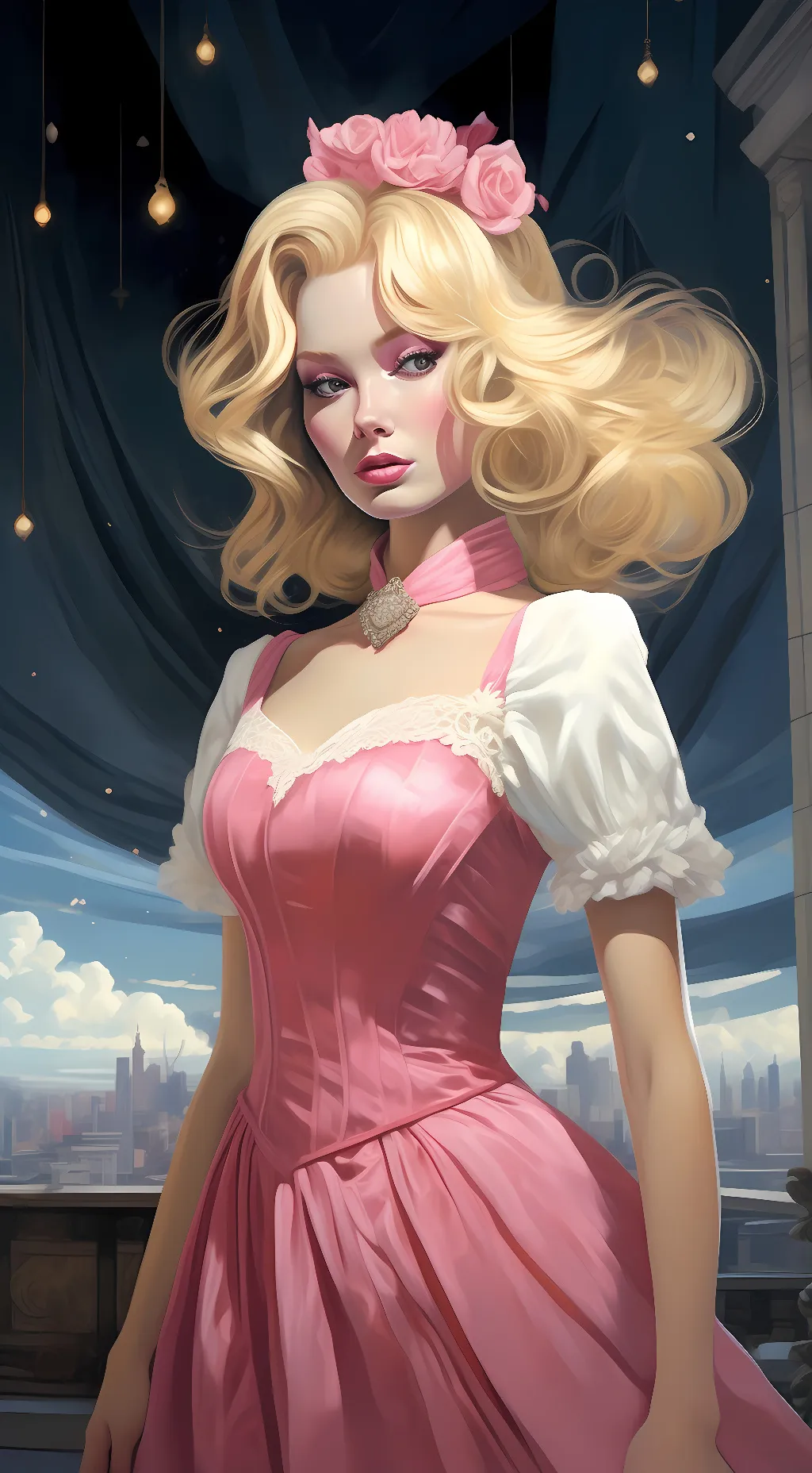 ai character: Princess peach  background