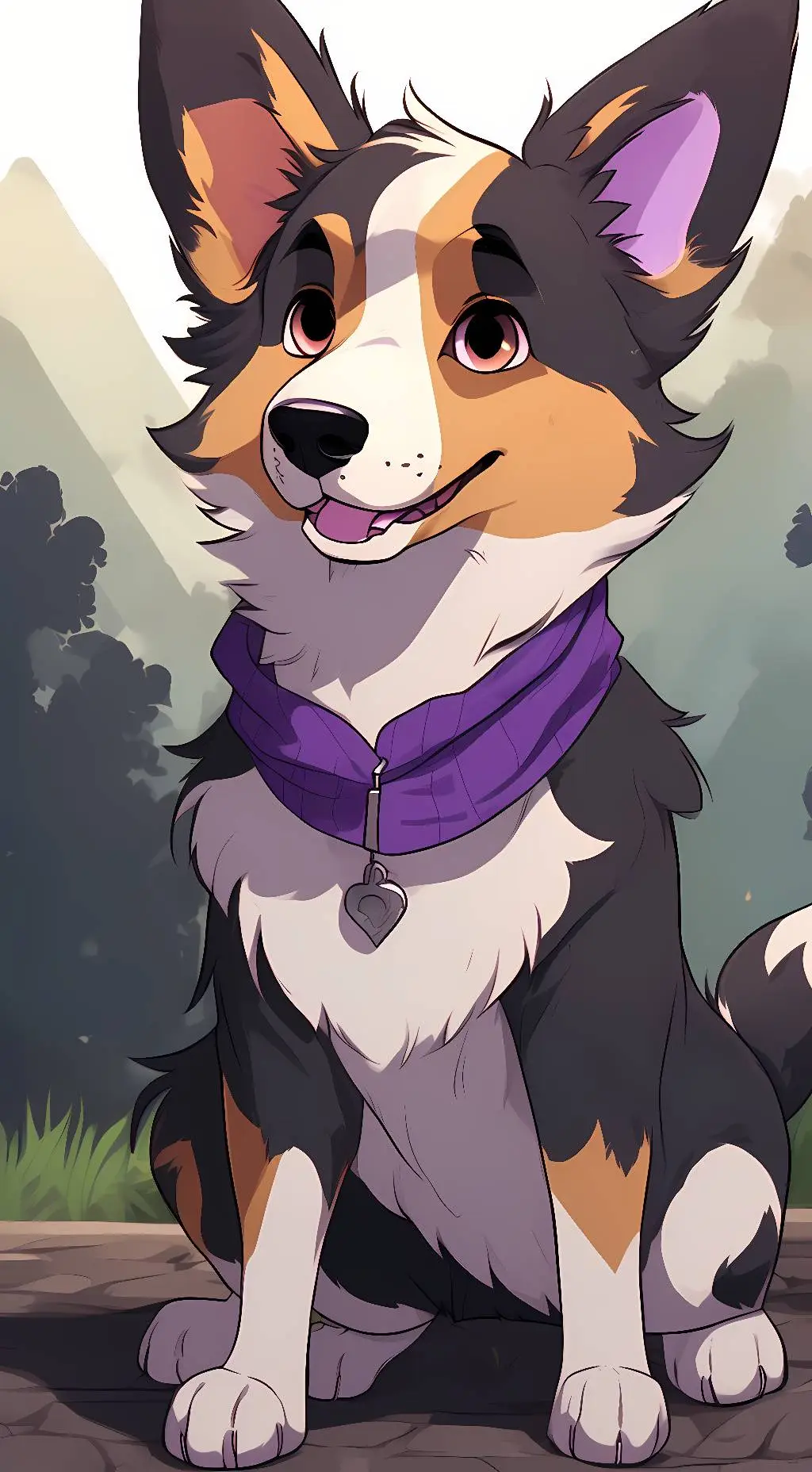 ai character: Violet Corgi background