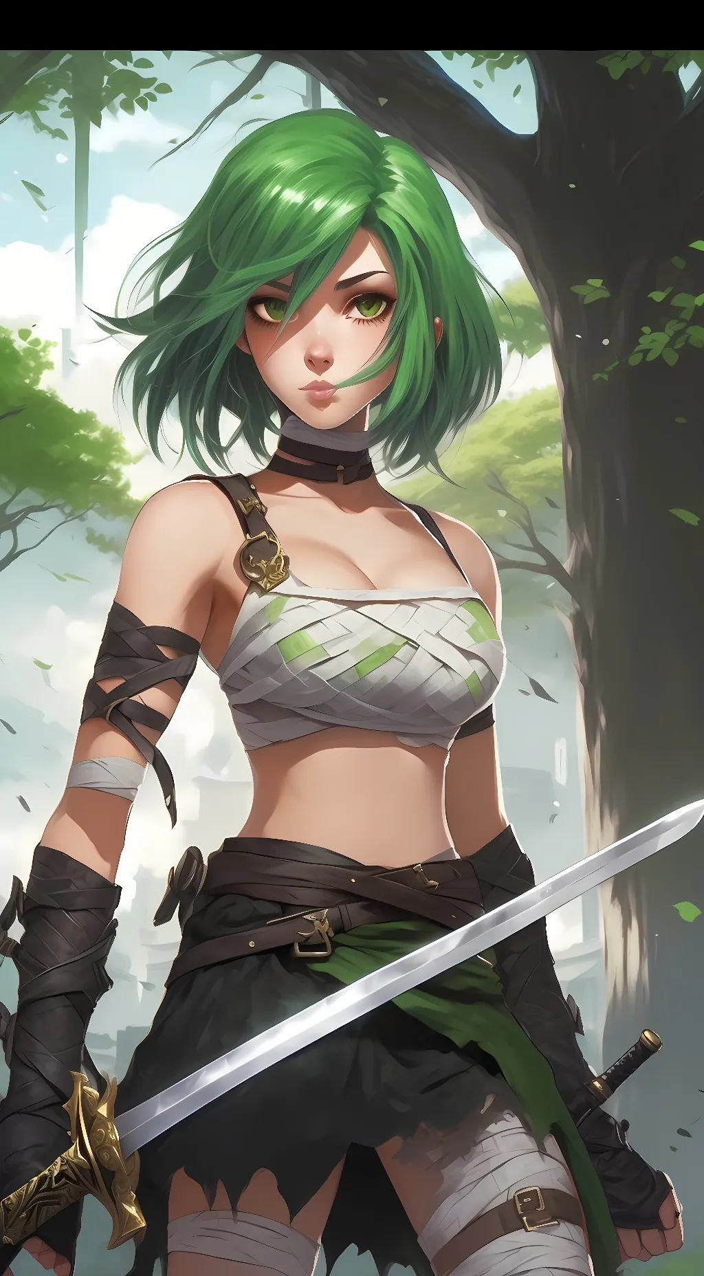 ai character: Female zoro  background