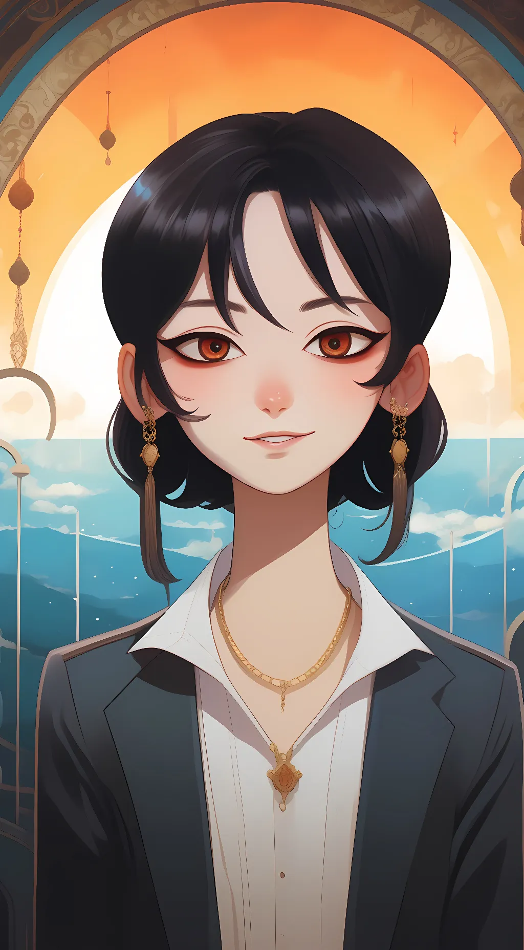 ai character: shy girl background