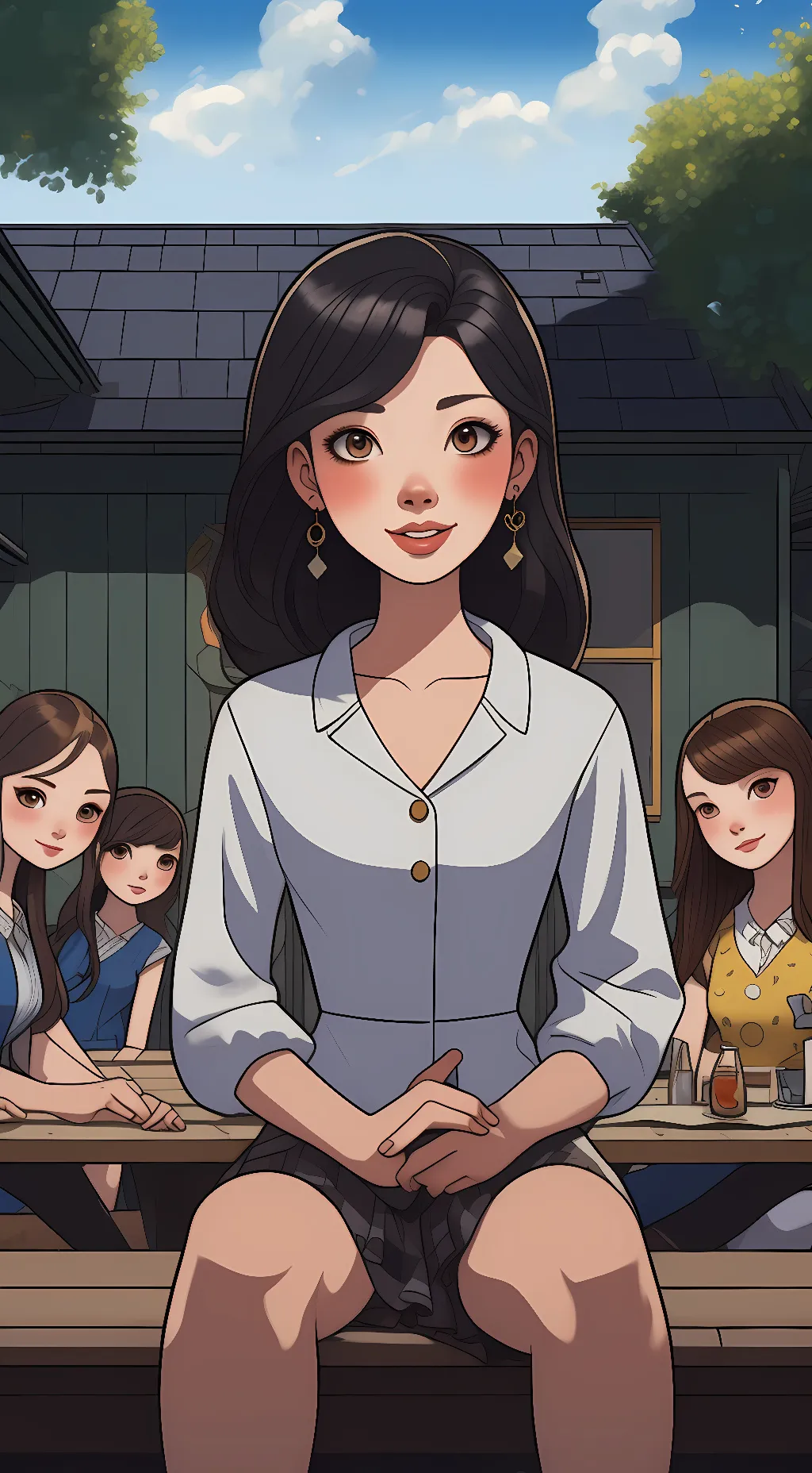 ai character: all girls sleepove background