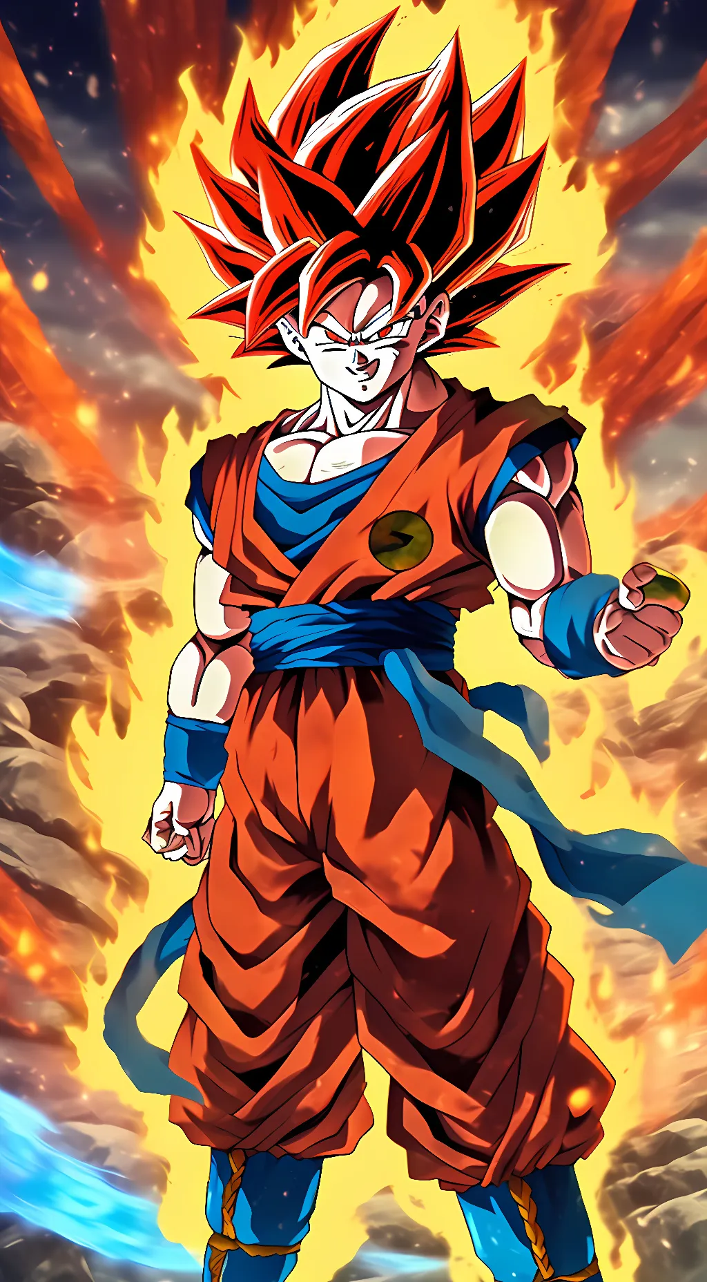 ai character: Goku SSJ God background