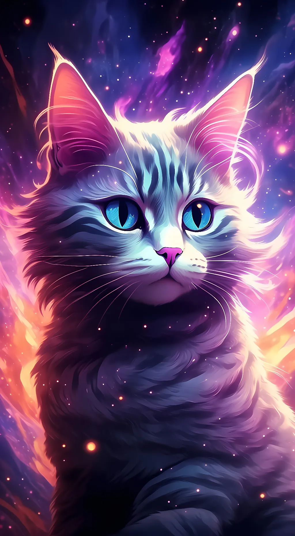 ai character: Galaxy cat background