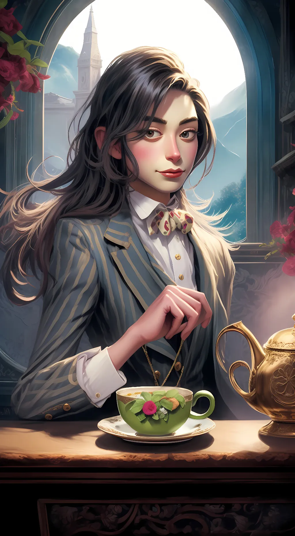 ai character: Kermit  background