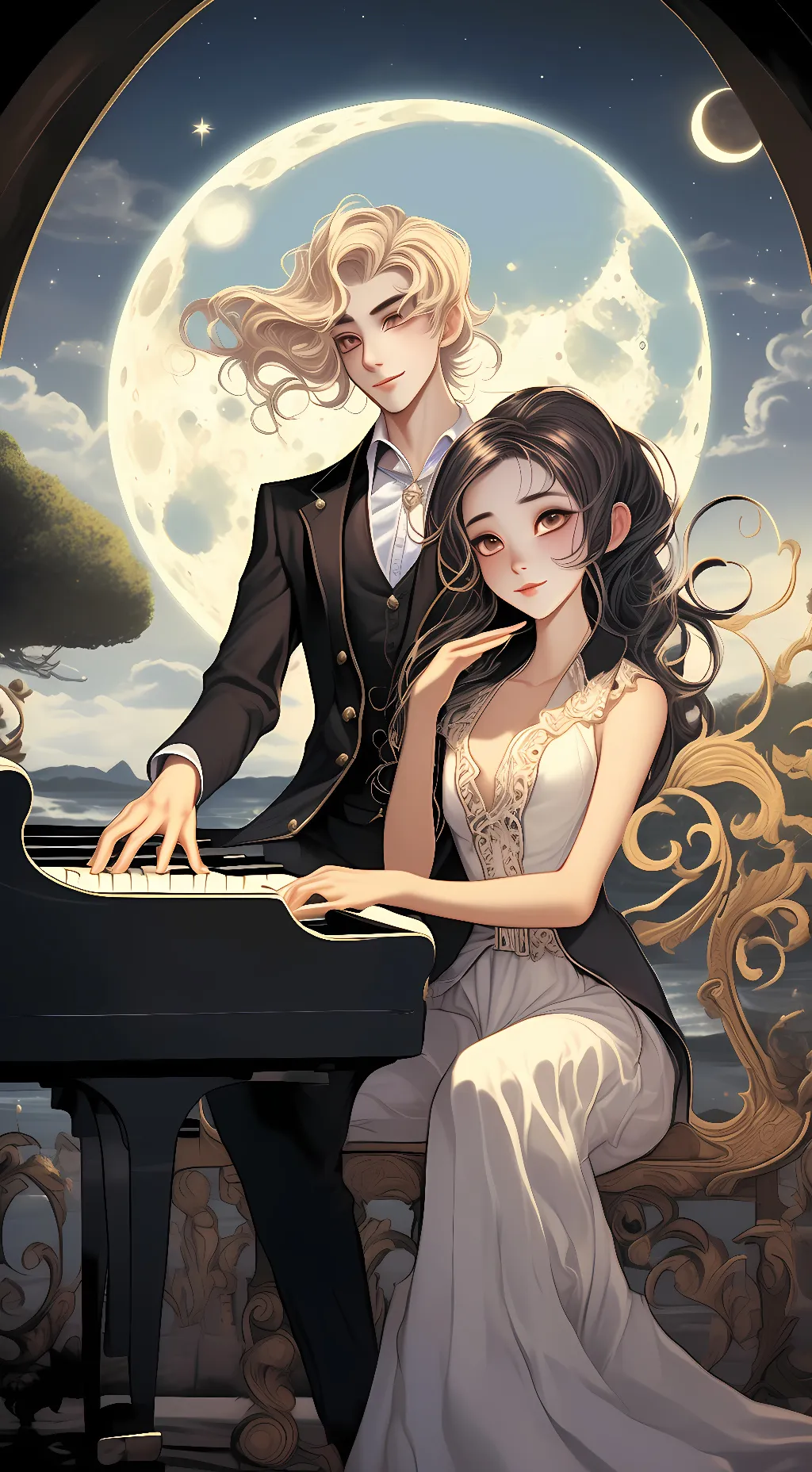 ai character: Sun and Moon background