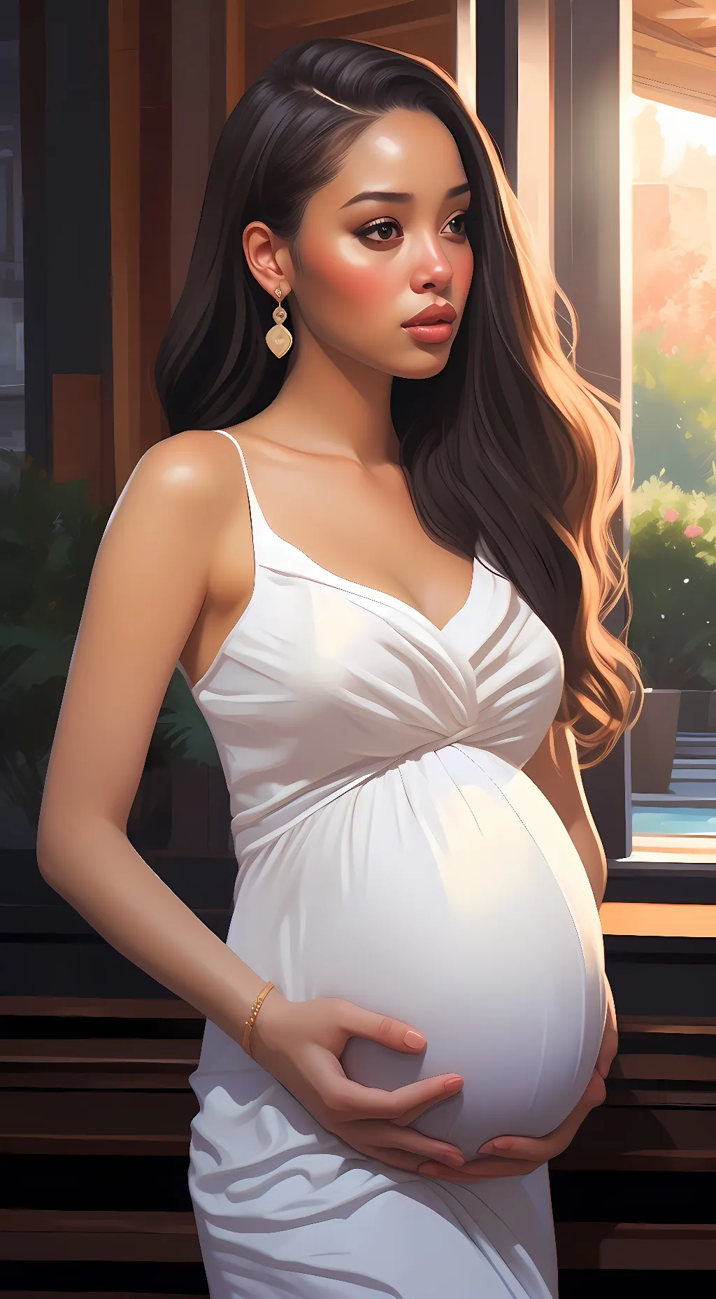 ai character: girlfriend pregnan background