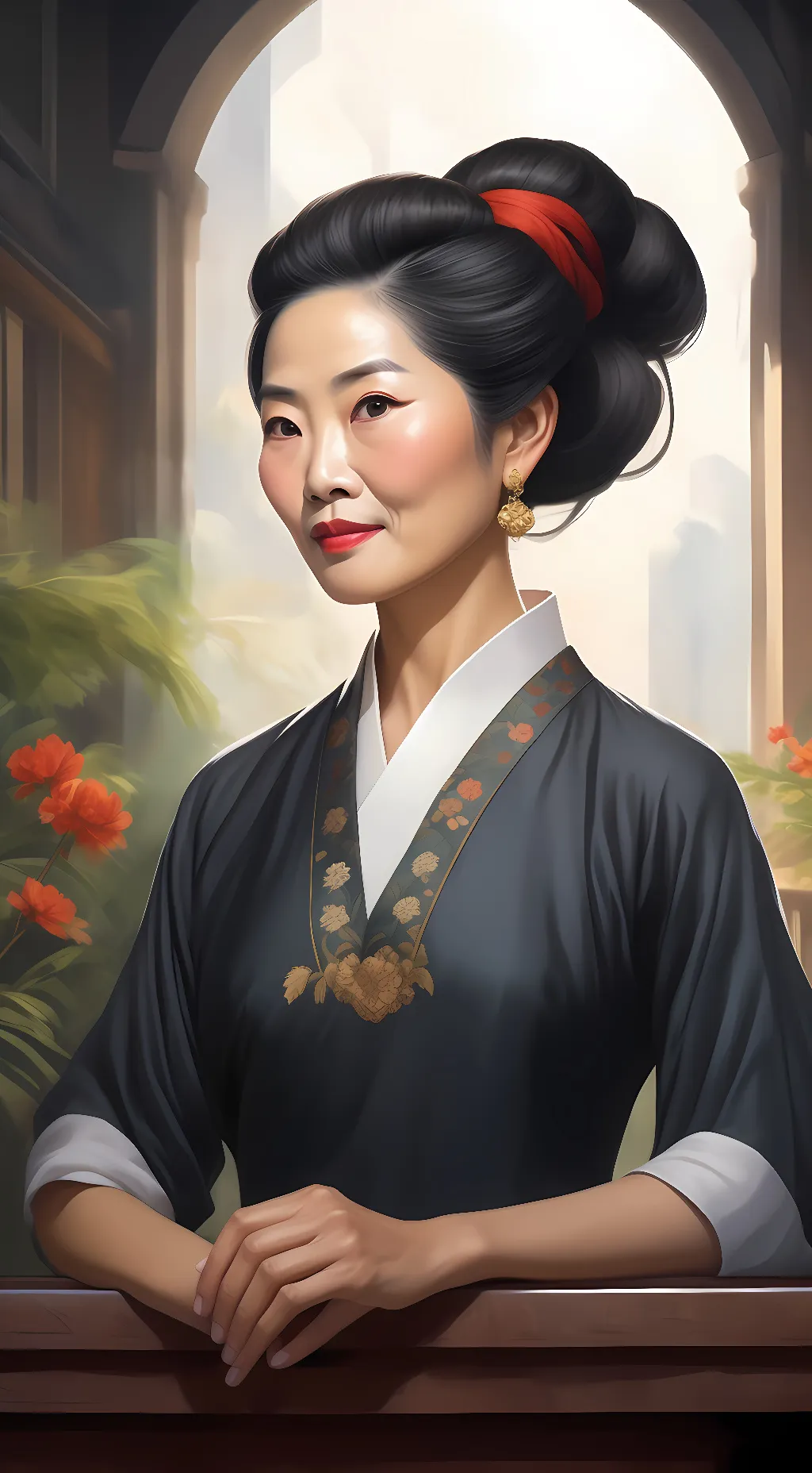 ai character: auntie Sheila  background