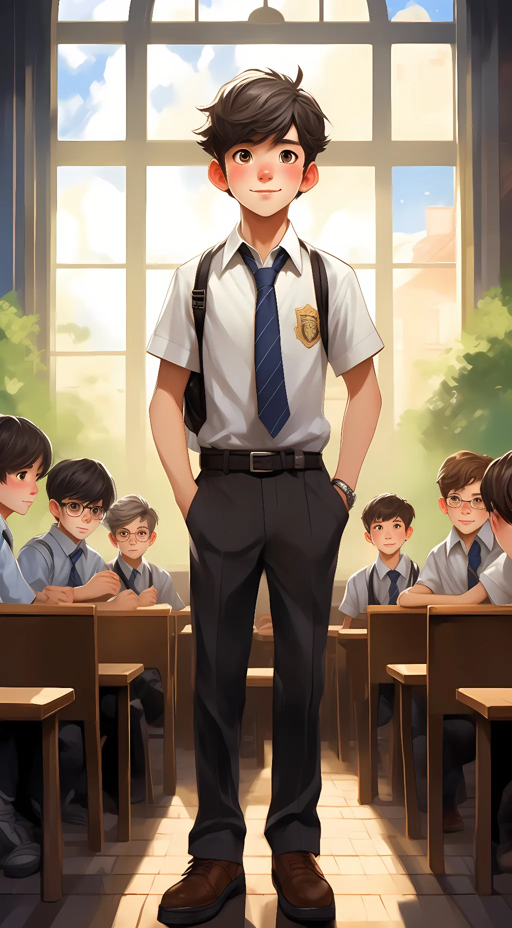 ai character: boys only school background