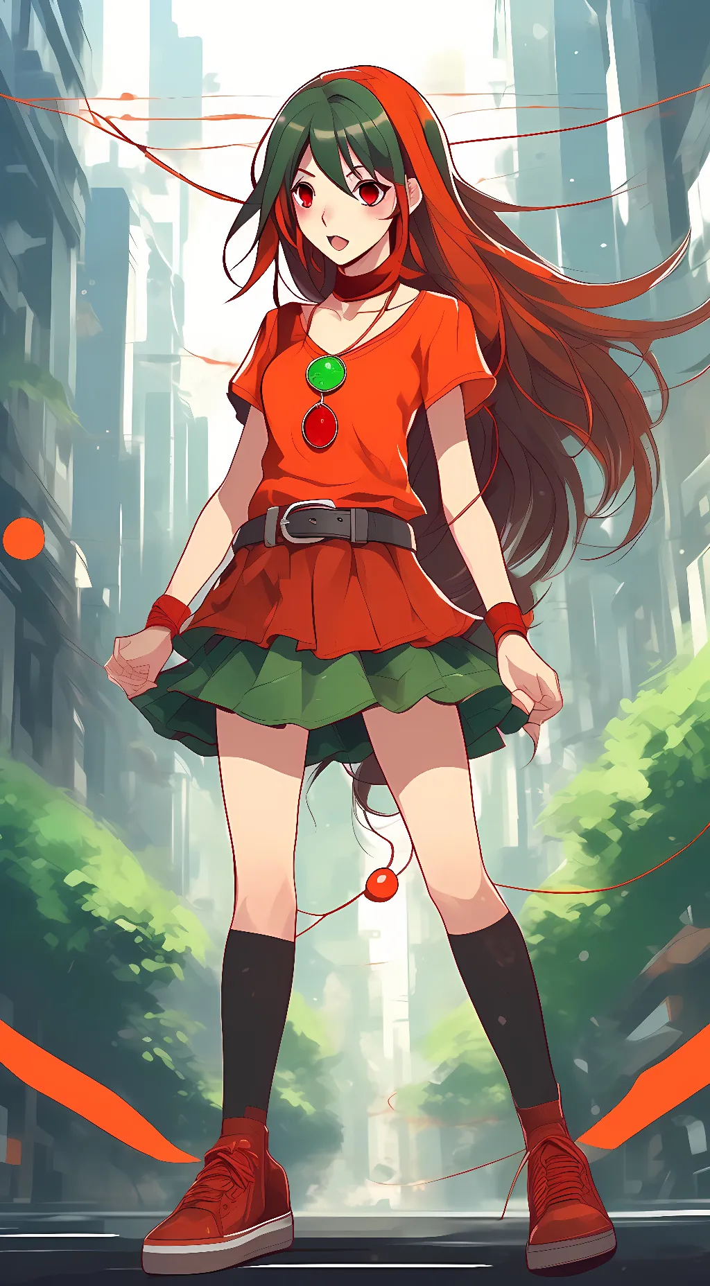 ai character: female yuya sakaki background
