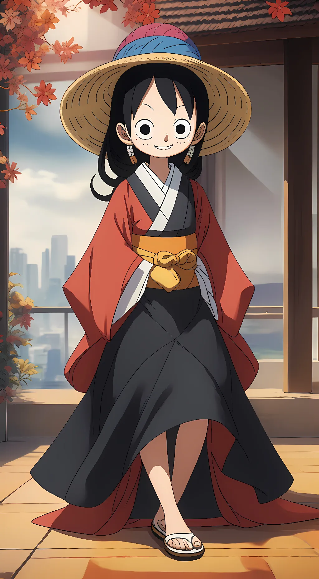 ai character: Female luffy background