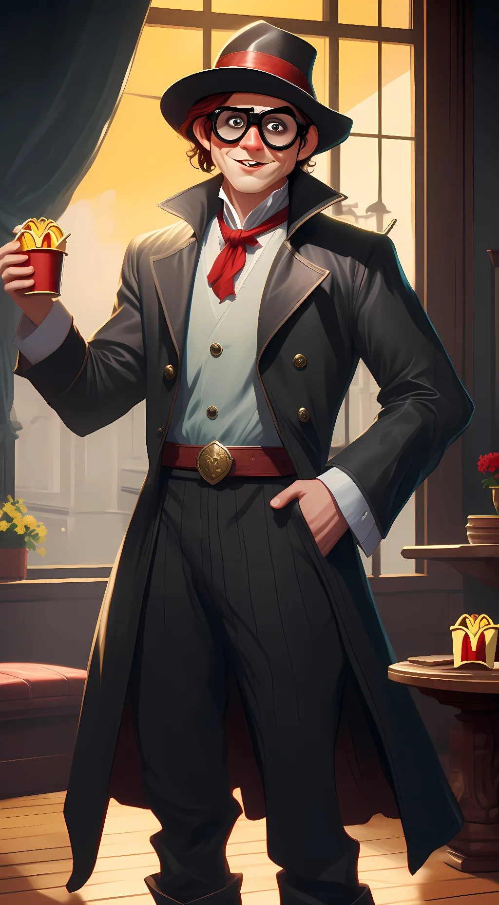 ai character: Hamburglar  background