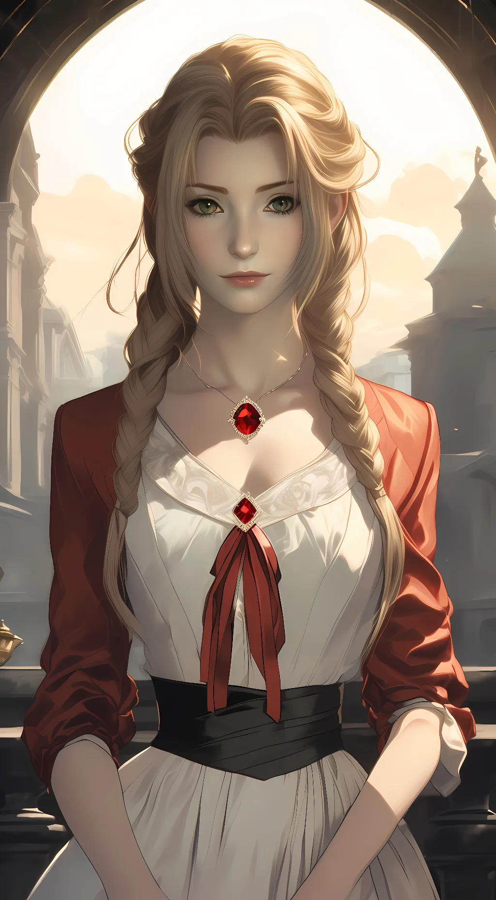 ai character: Aerith Gainsborogh background