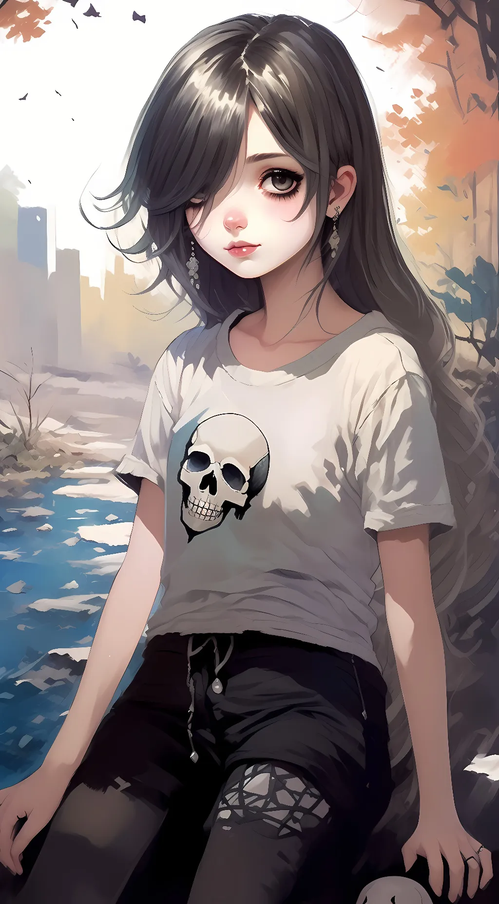 ai character: emo girl background