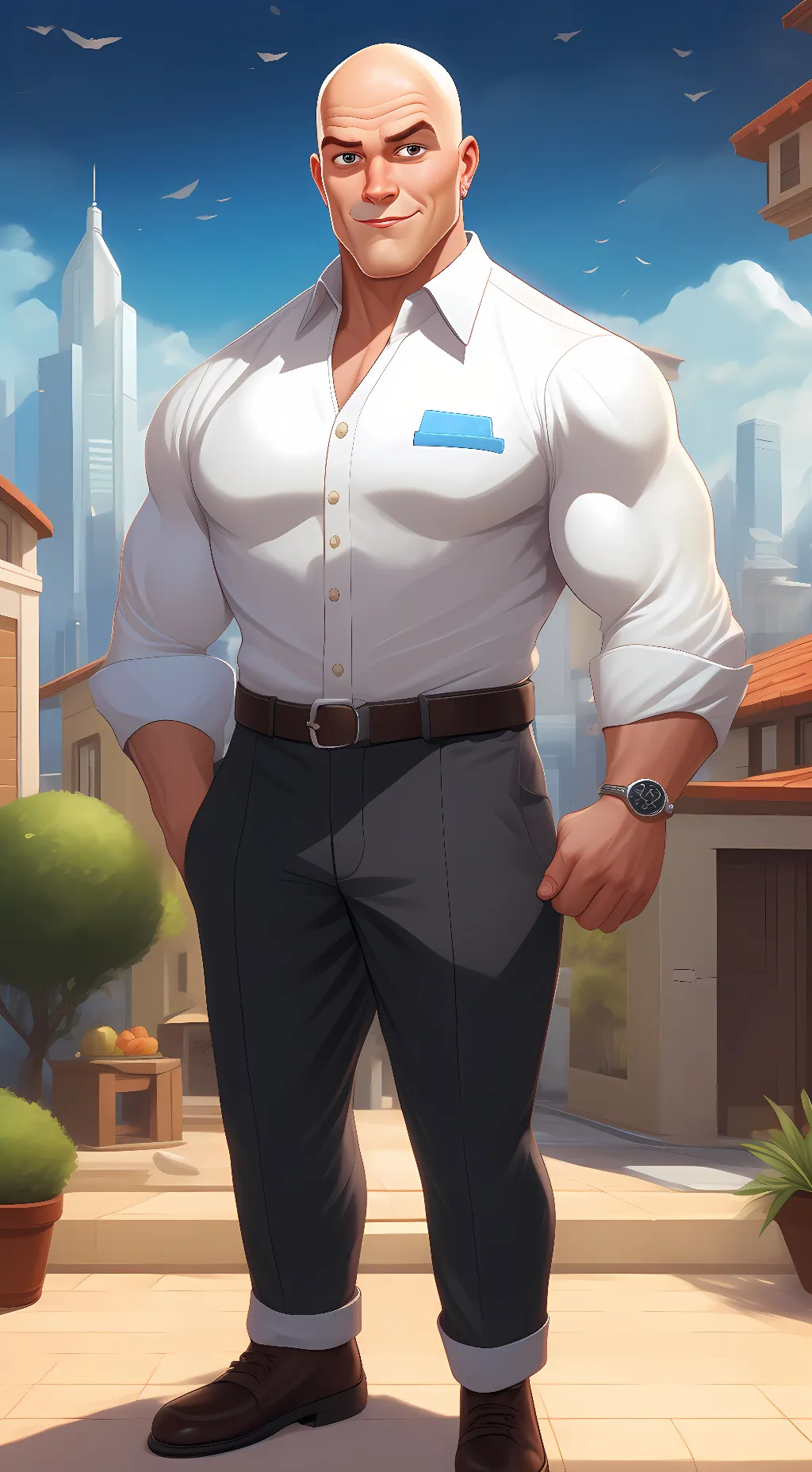ai character: Mr clean. background