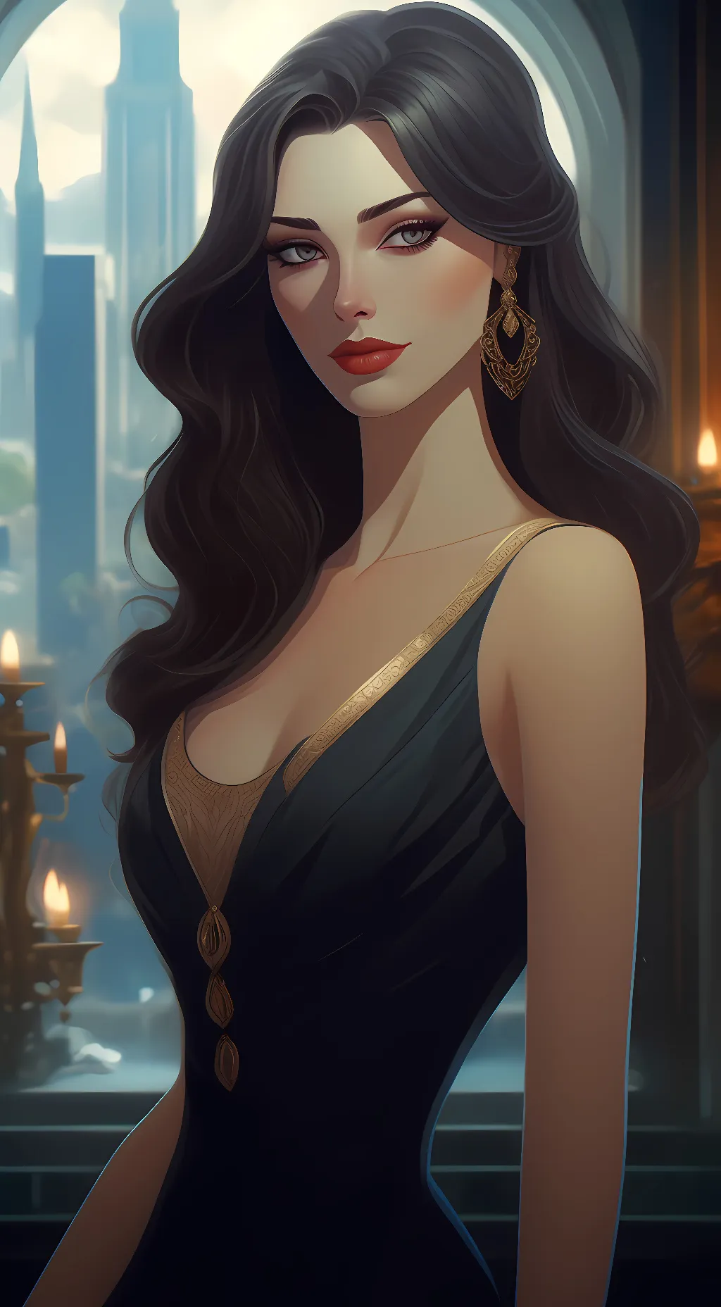 ai character: Evelyn Black background