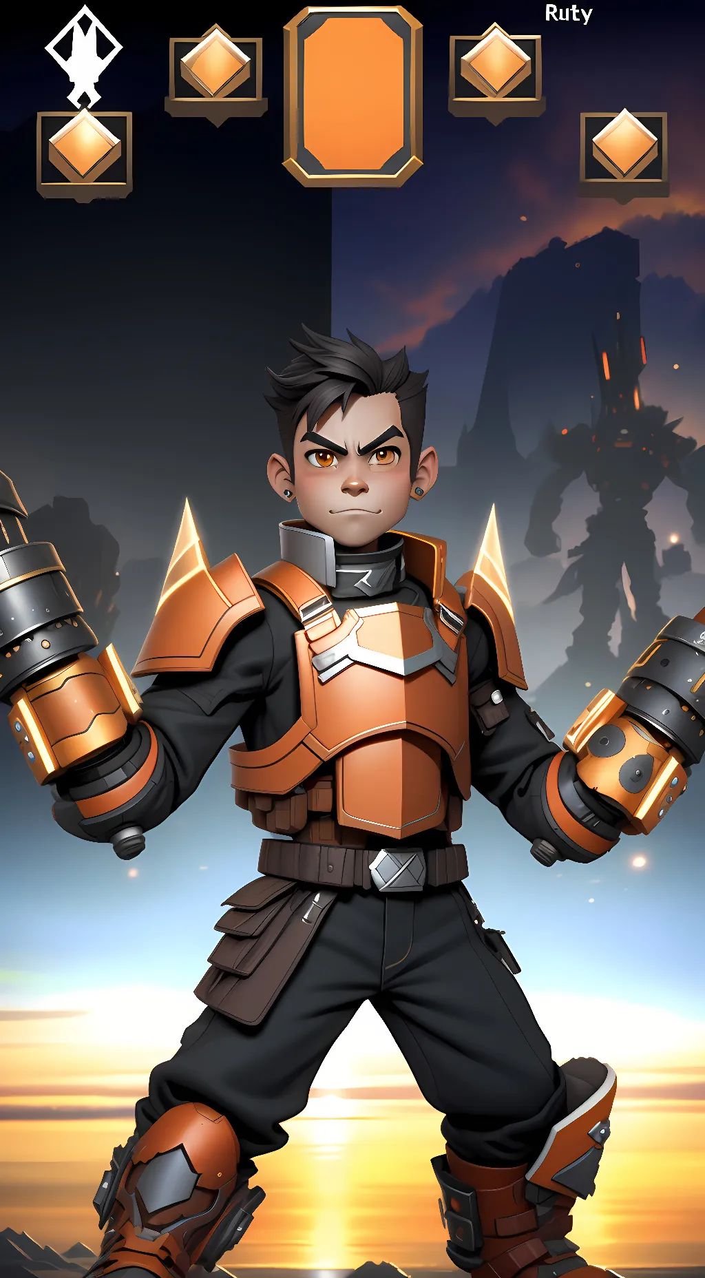 ai character: Titan drill man~ background