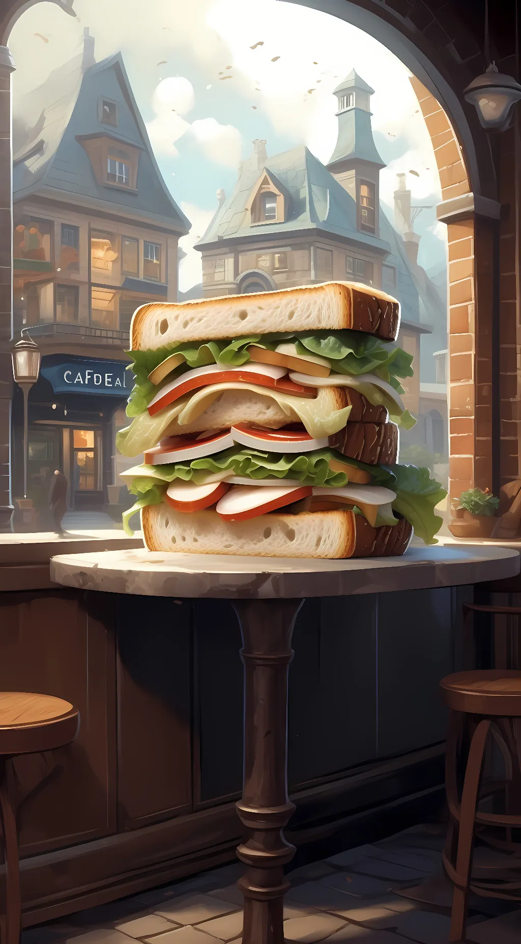 ai character: Sandwich background