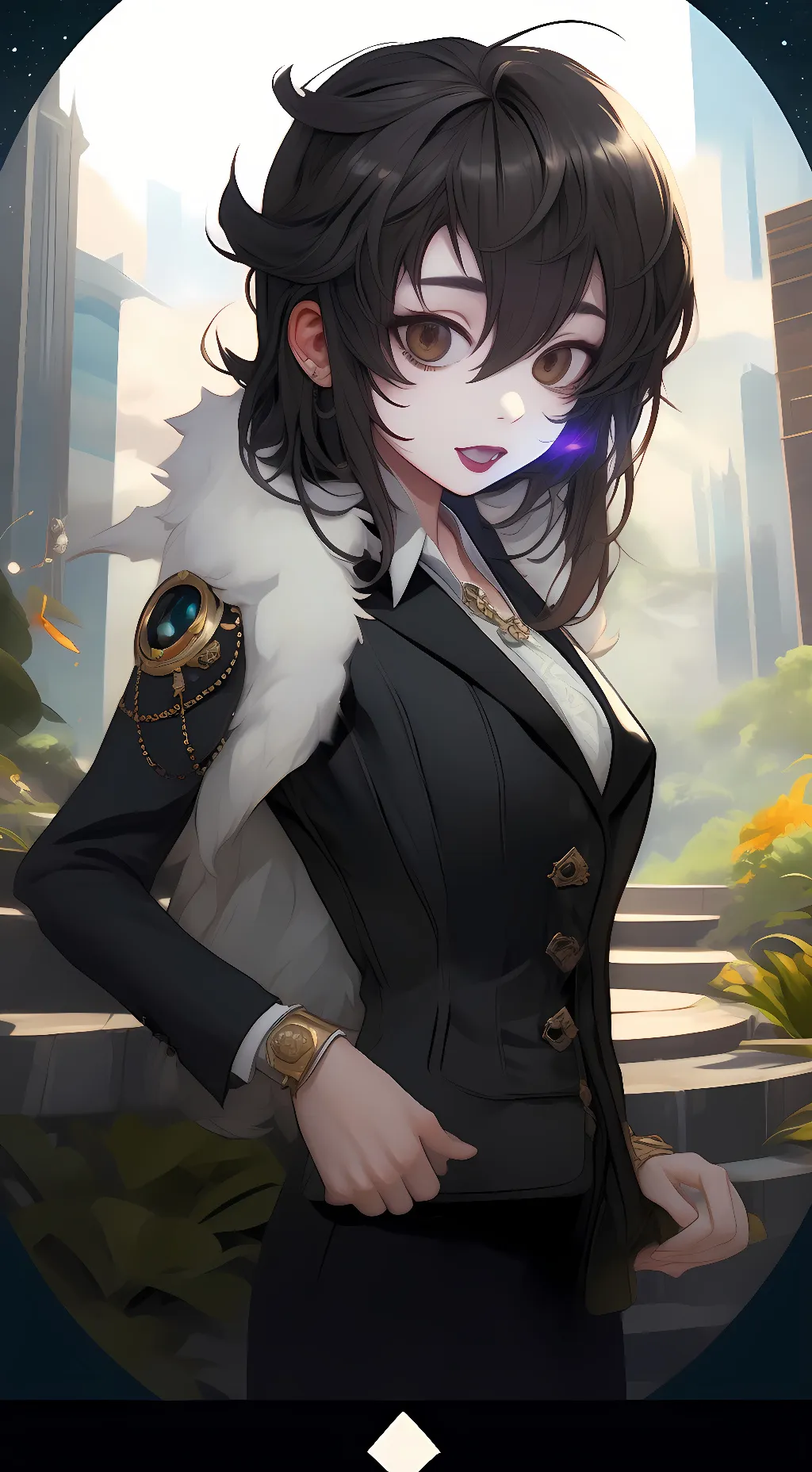 ai character: laxy background