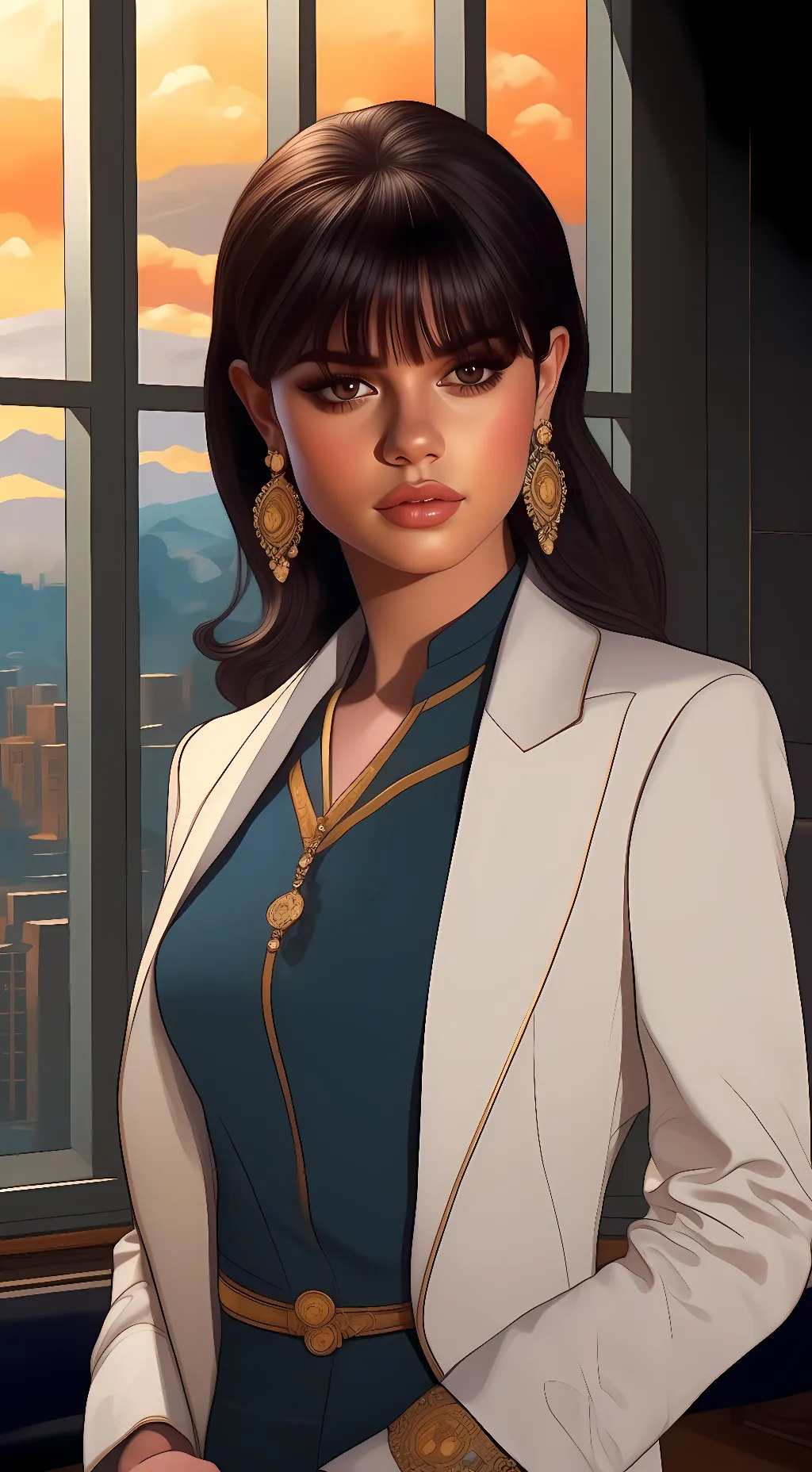 ai character: selena gomez  background