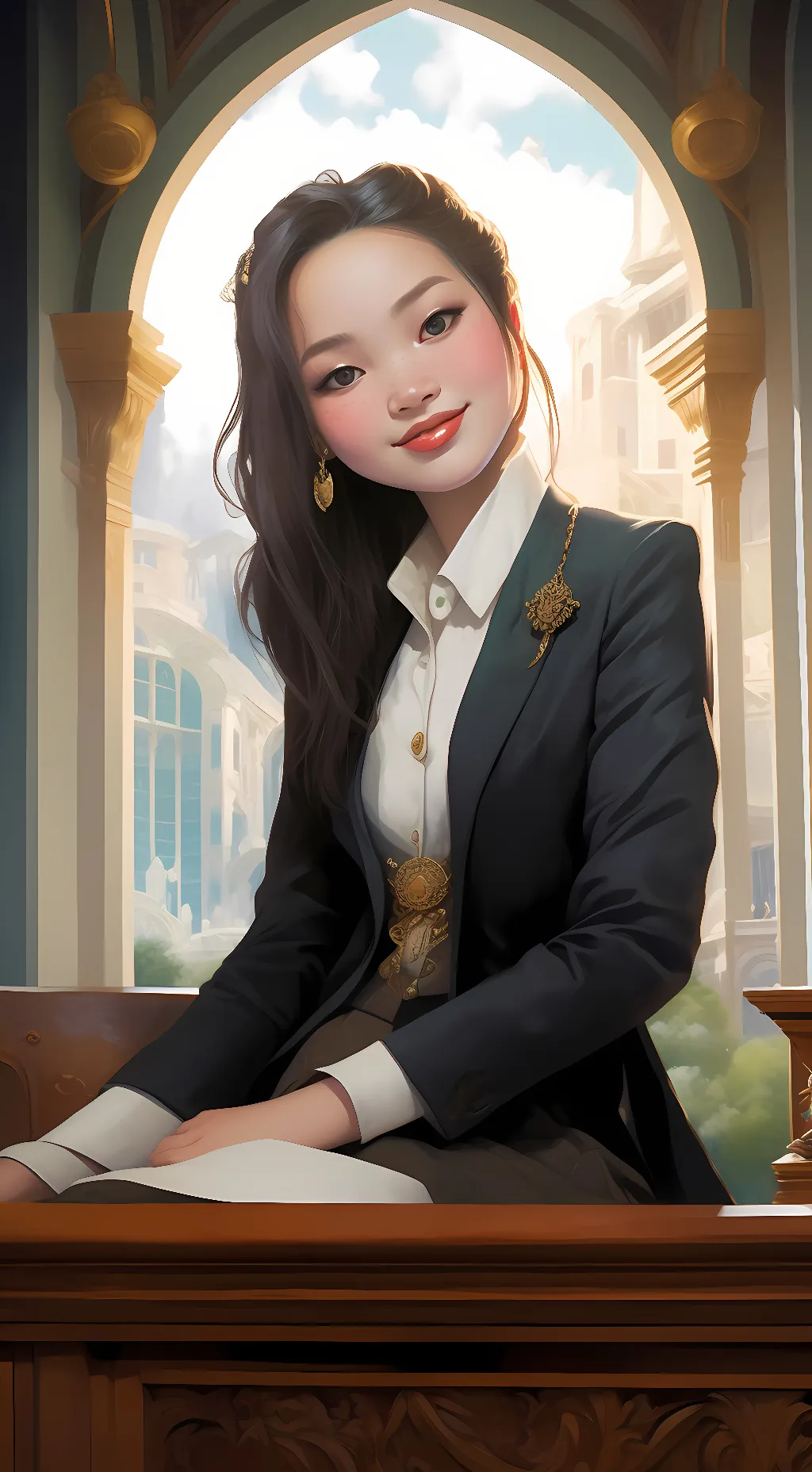 ai character: Eva Goodall  background