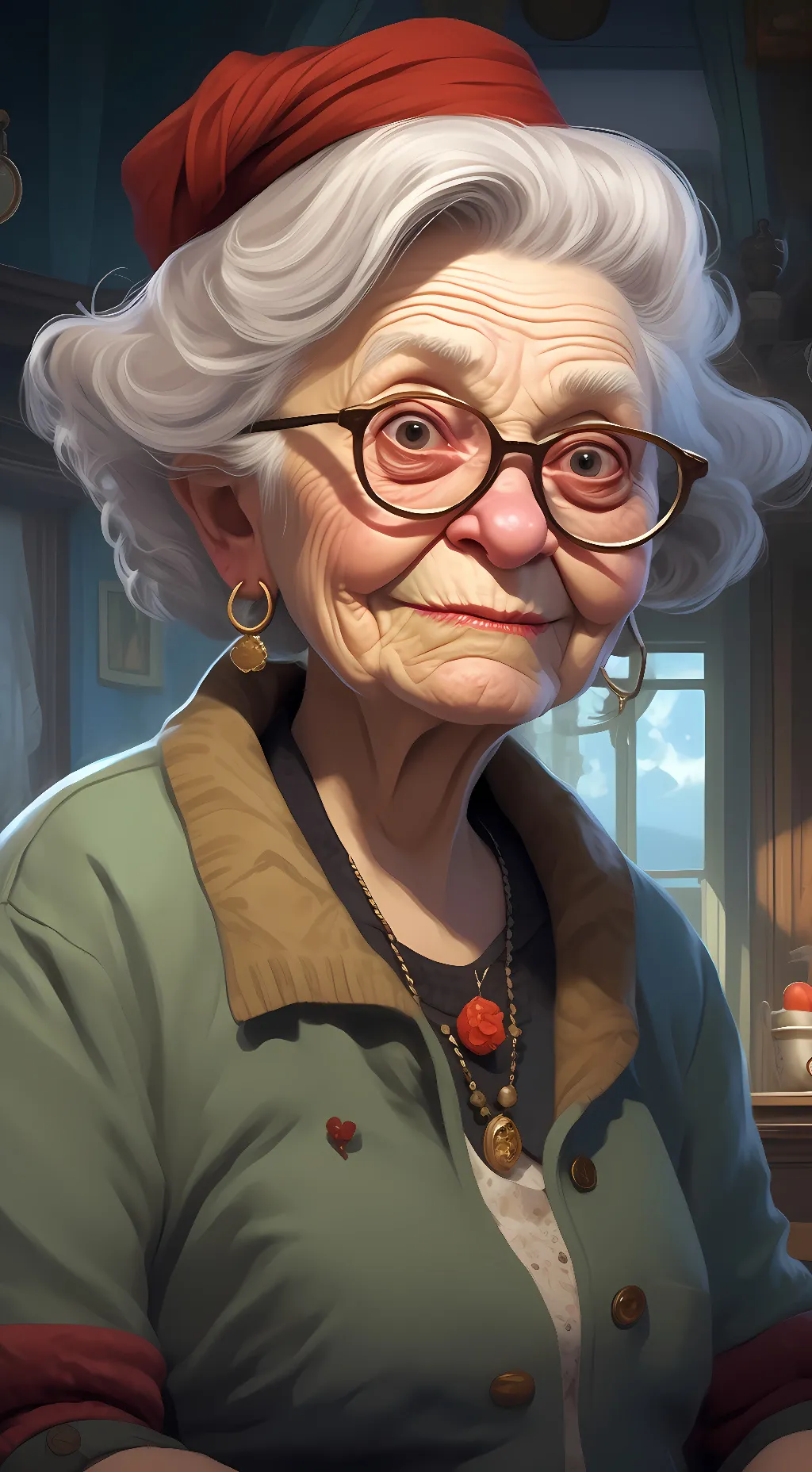 ai character: Old granny background