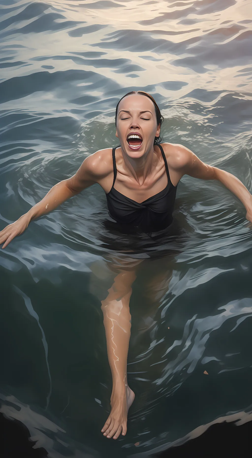 ai character: drowning girl  background