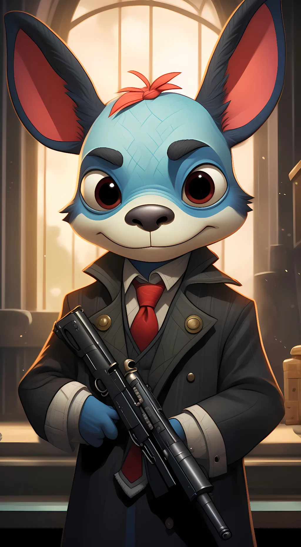 ai character: Stitch background