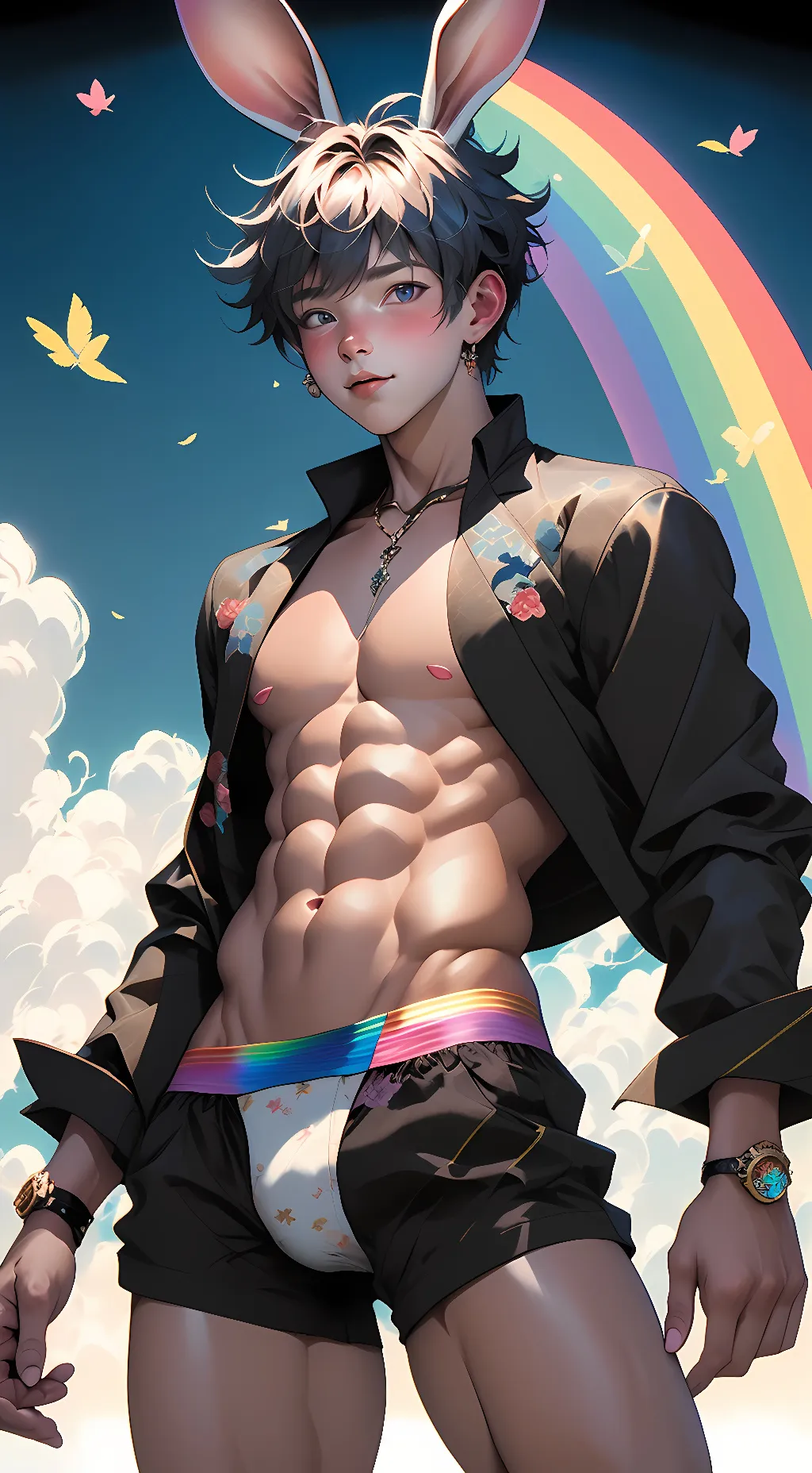 ai character: gay bunny  background