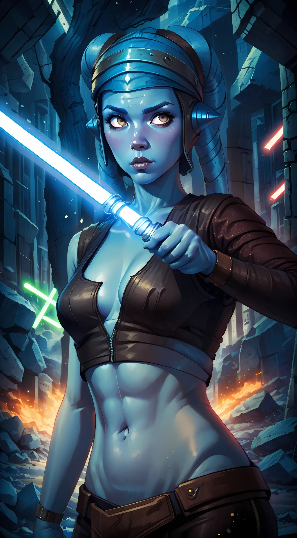 ai character: Aayla Secura  background