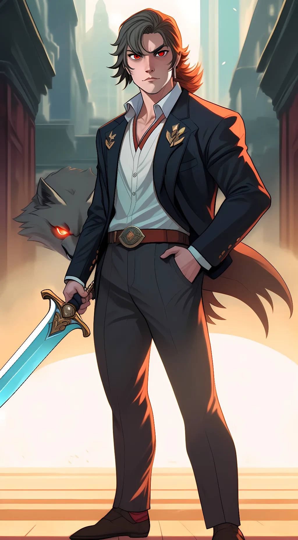 ai character: gold heart  background