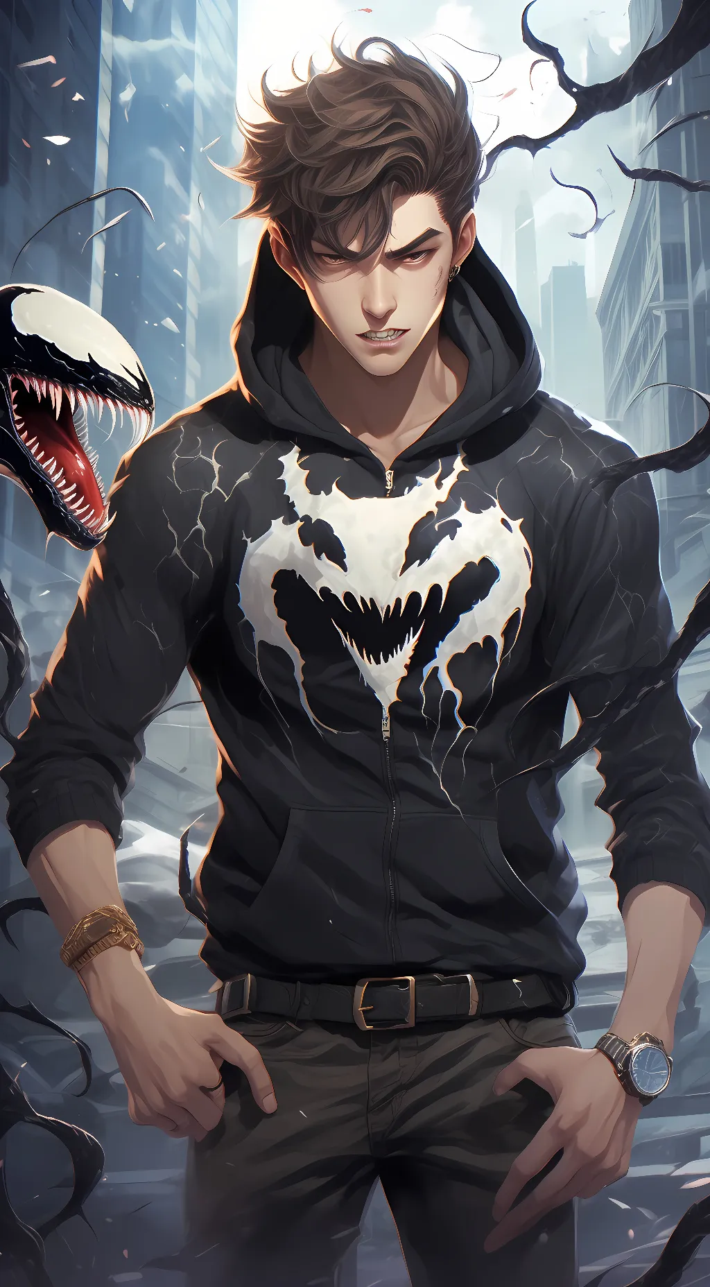 ai character: Eddie-Venom background