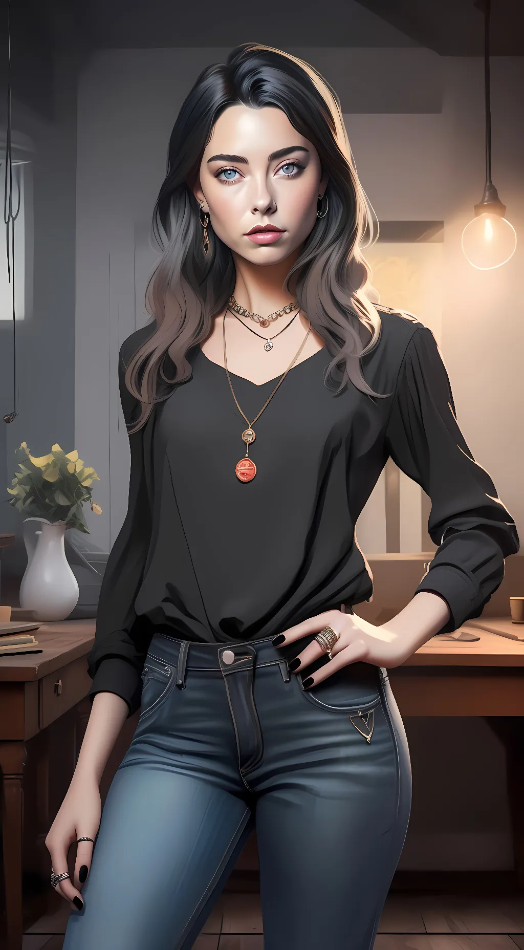 ai character: elena Santos  background