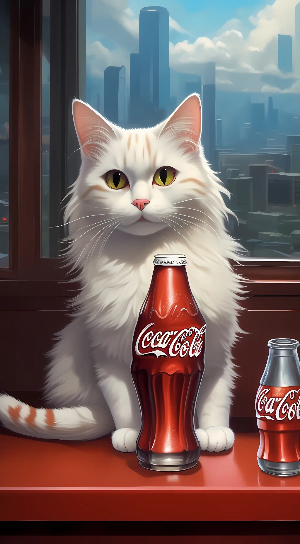 ai character:  Coca Cola cat background