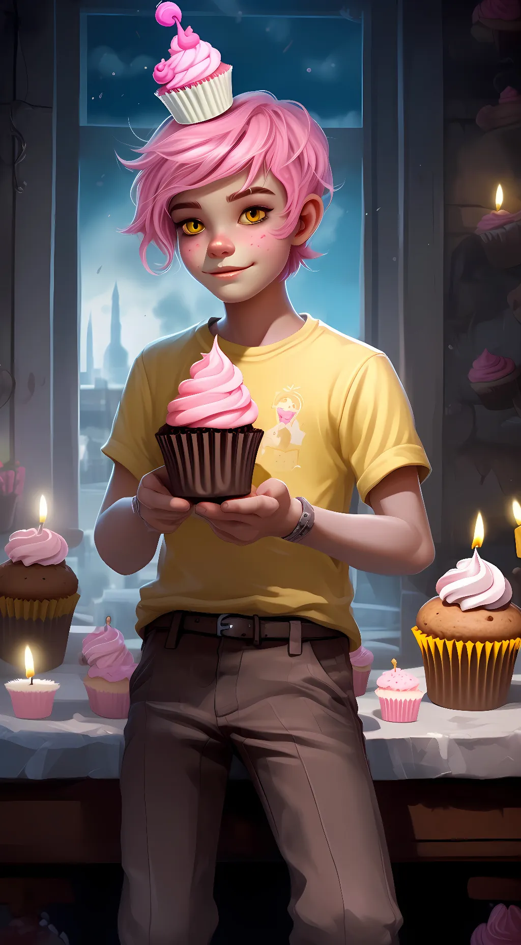 ai character: mr cupcake  background