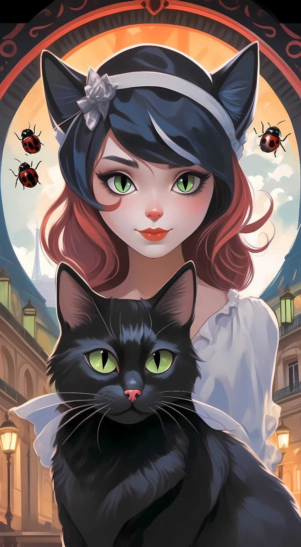 ai character: Marinette/ladybug background