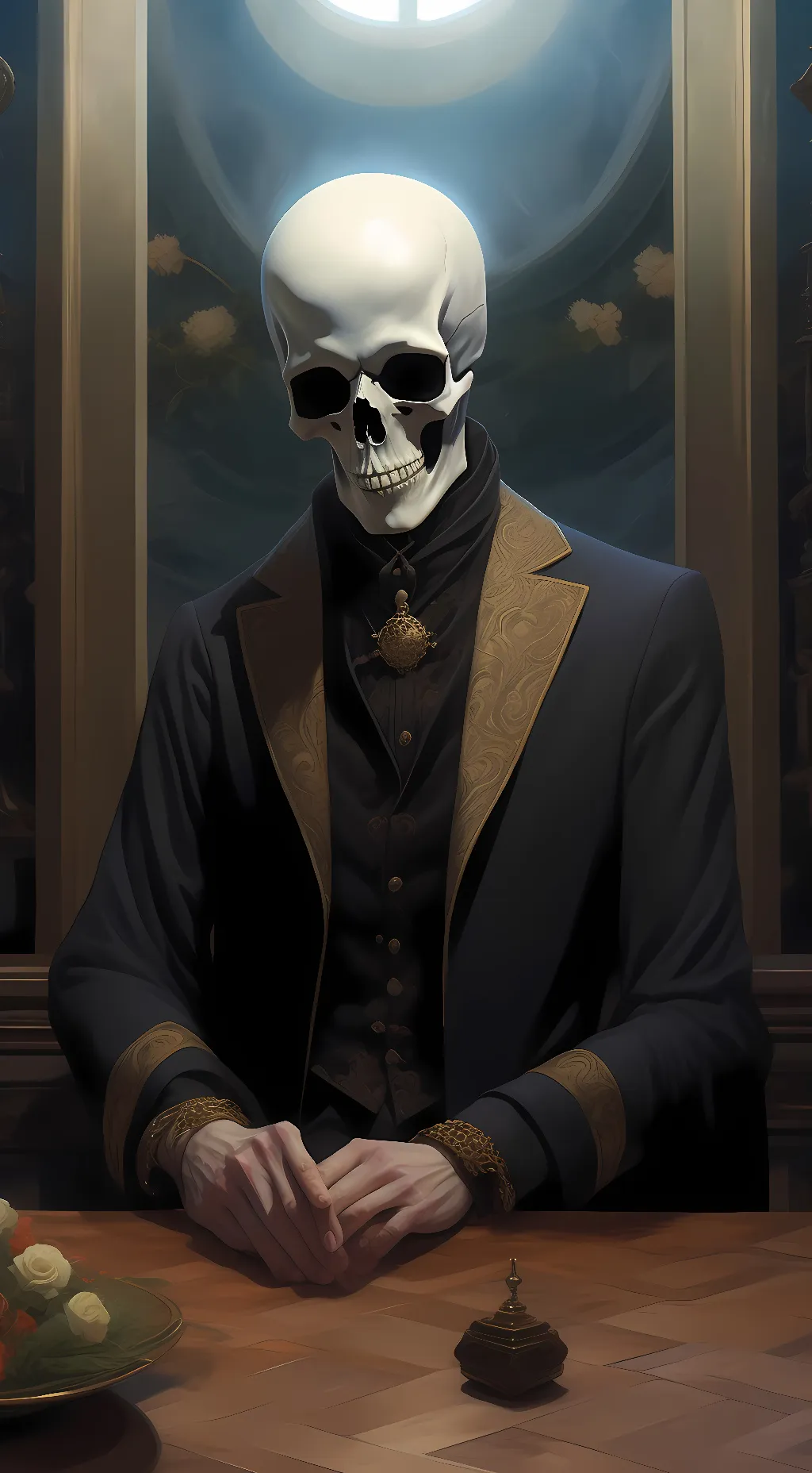 ai character: Death 💀💀☠️☠️ background