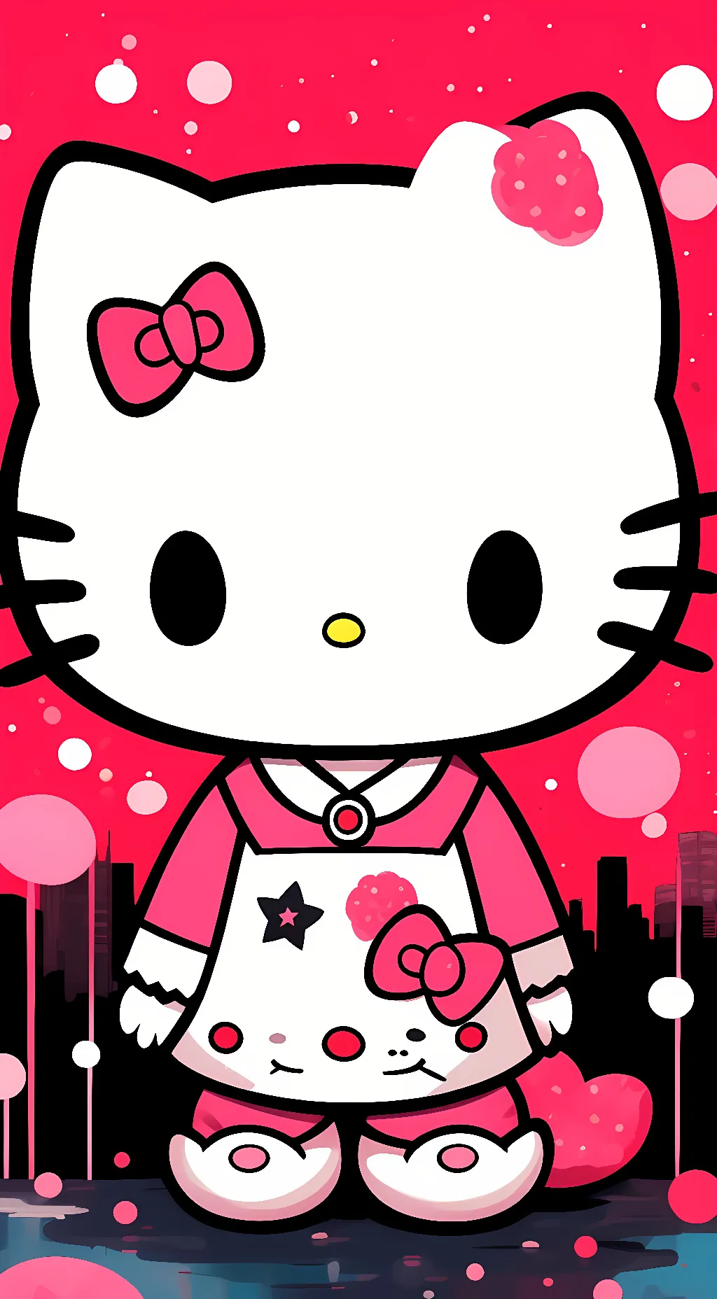 ai character: hello kitty  background