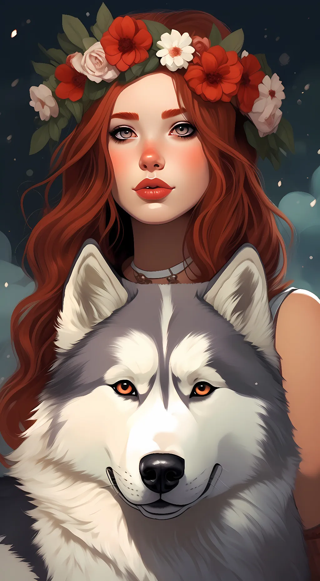 ai character: Rose and blossom background