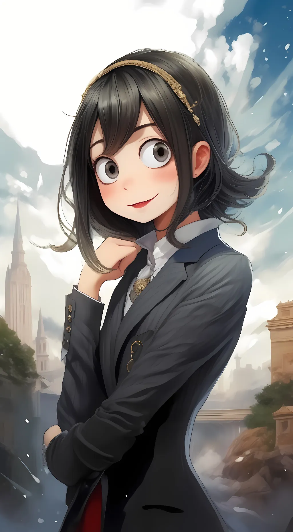 ai character: Tsuyu Asui  background