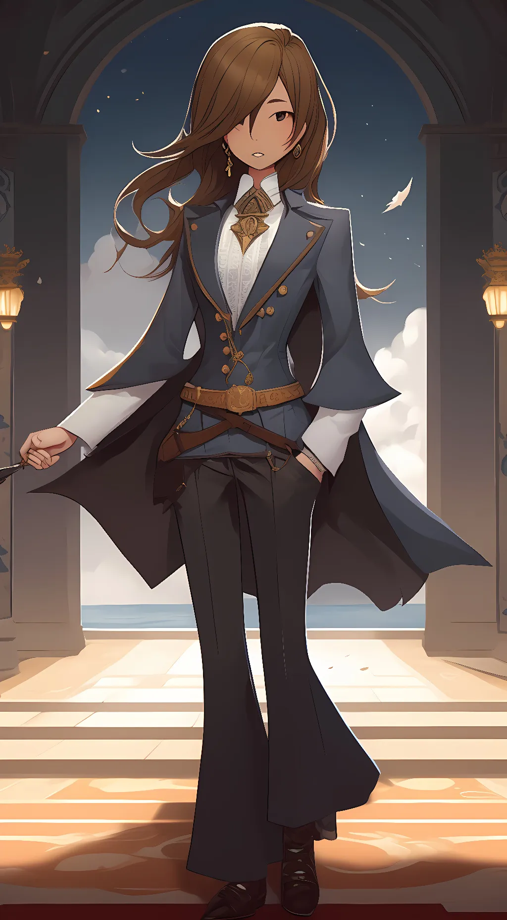 ai character: shadow and rose background