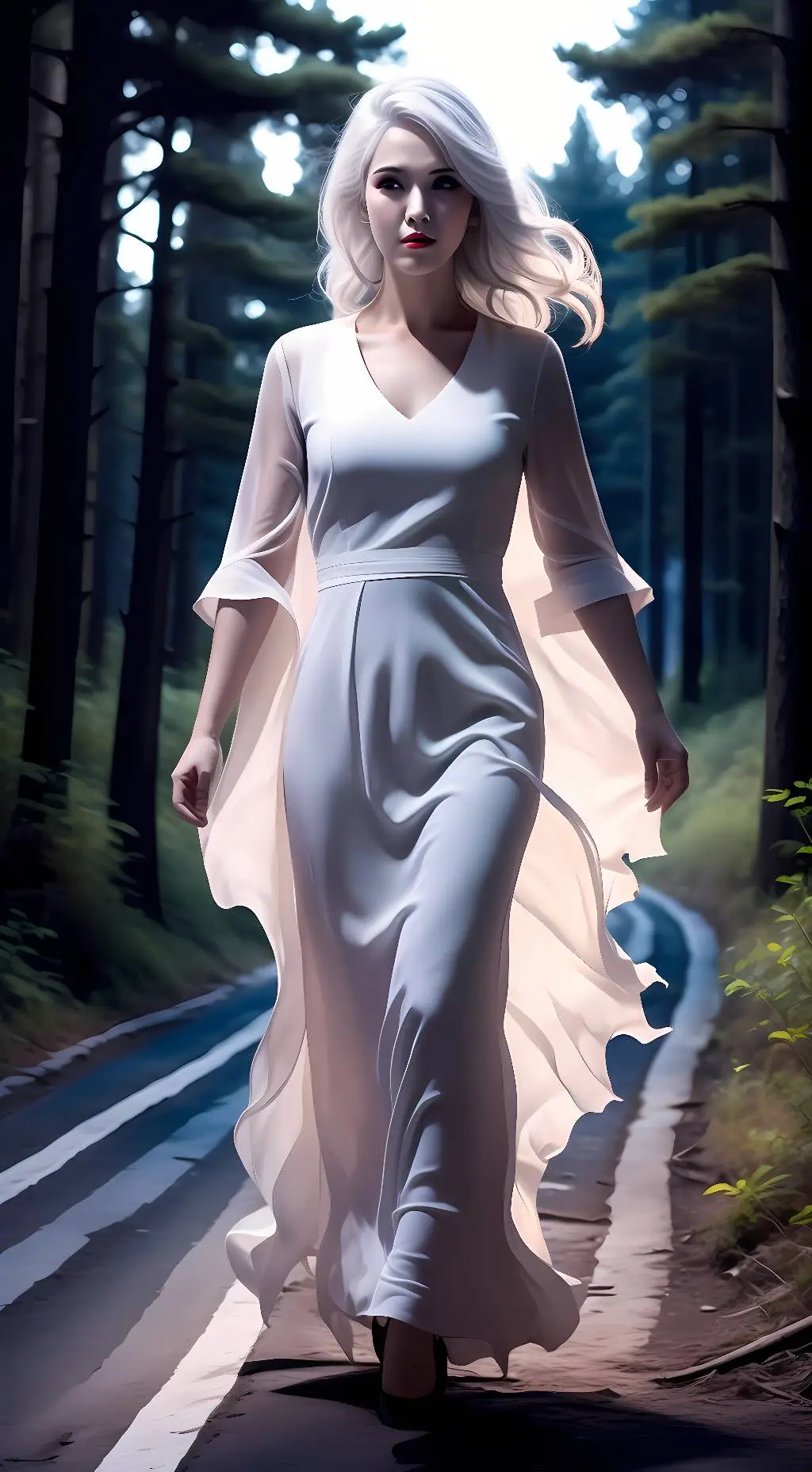 ai character: Woman in White background
