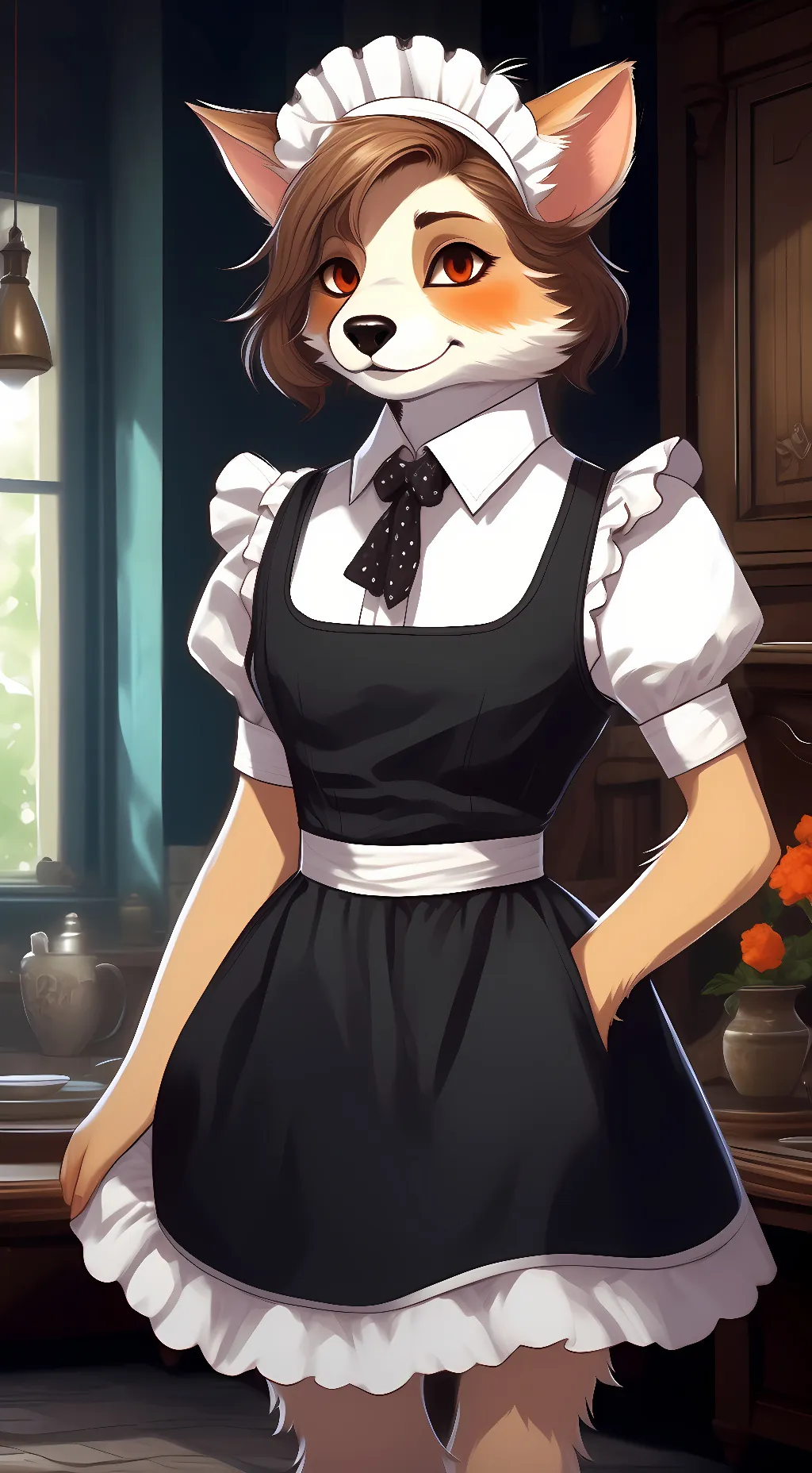 ai character: furry maid background