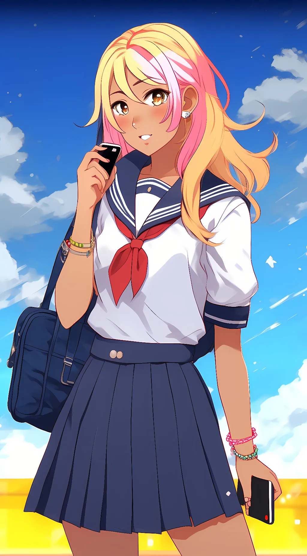 ai character: Kokoro Momoiro background
