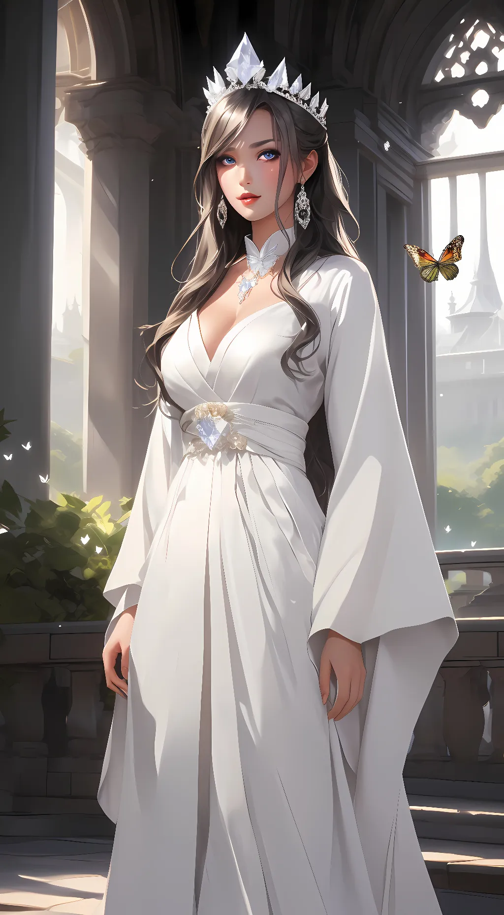 ai character: White chess queen background