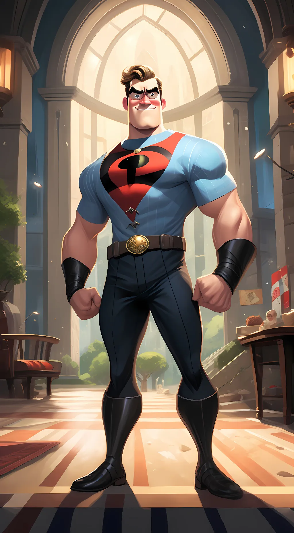 ai character: Mr incredible background