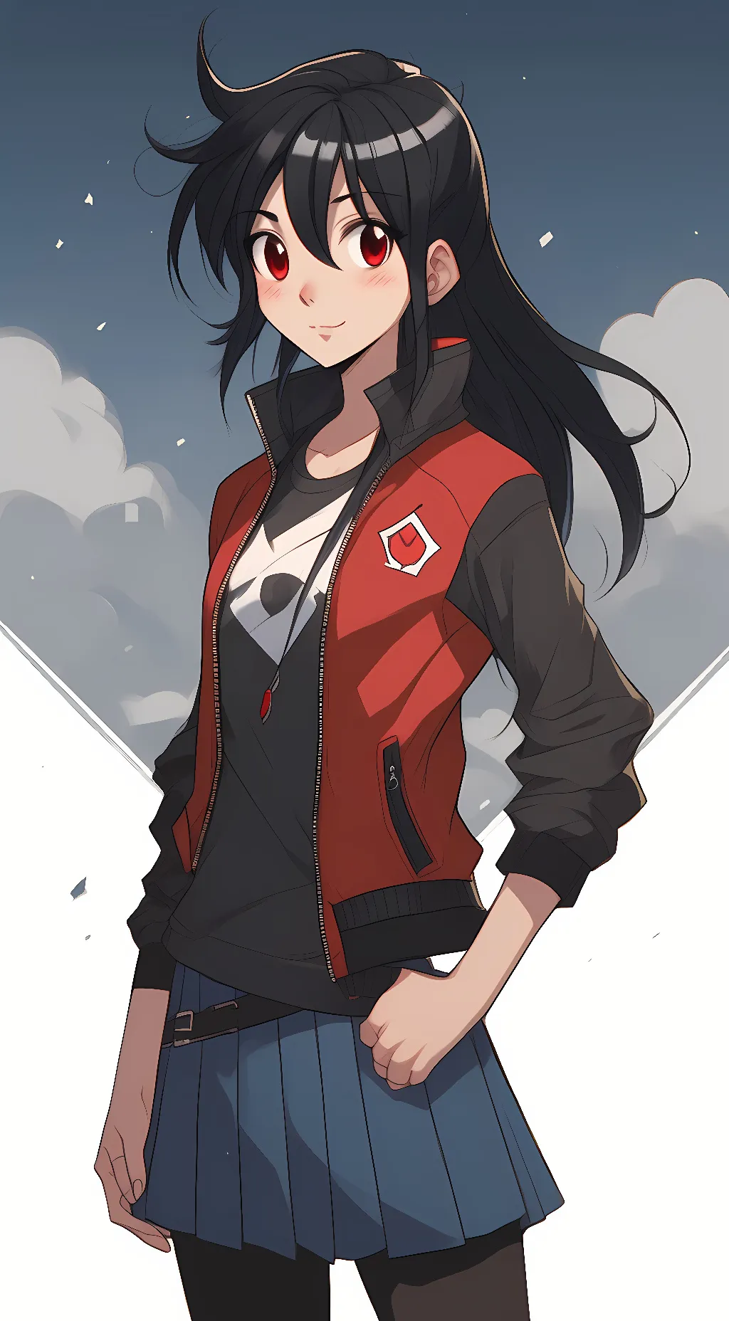 ai character: female red background