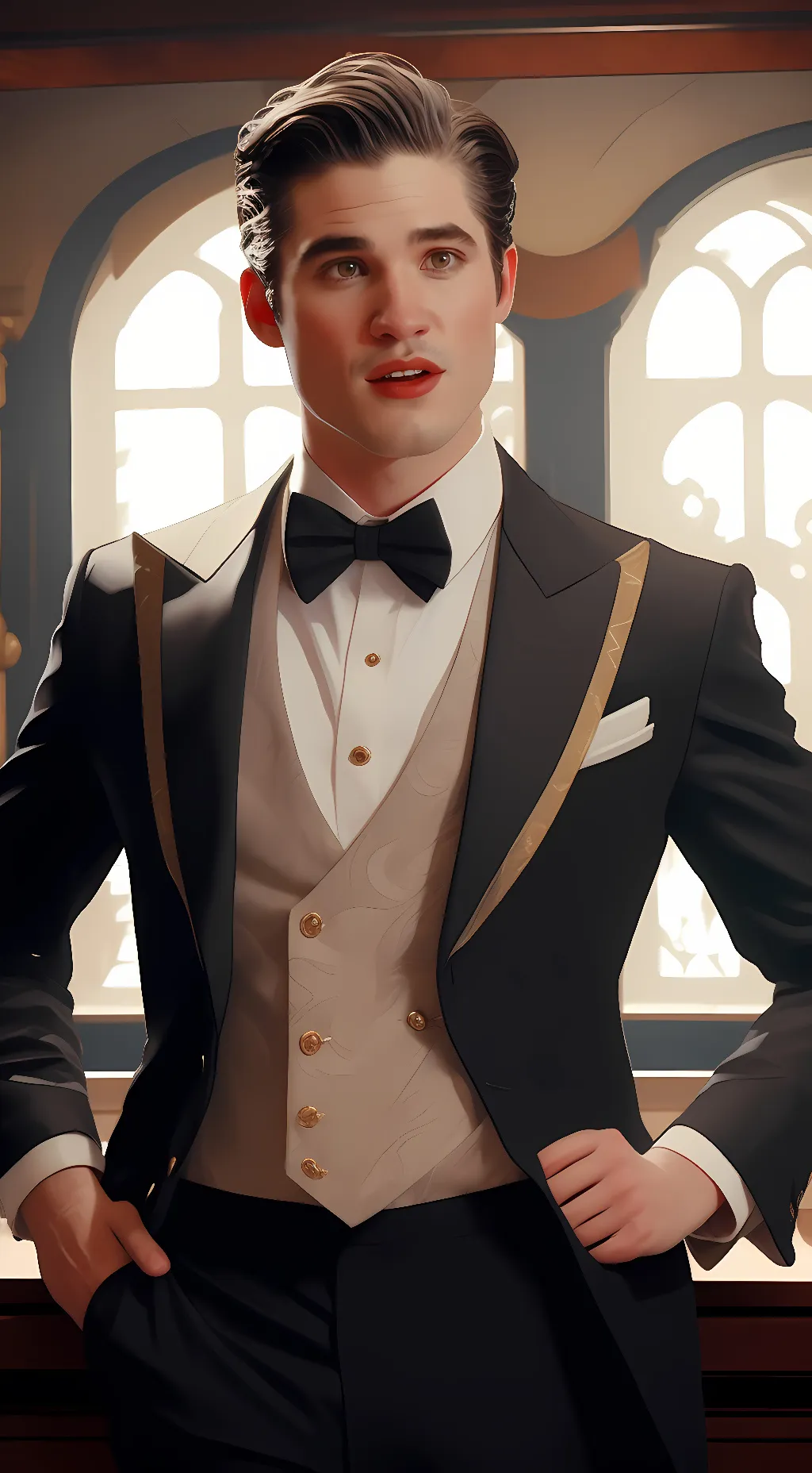 ai character: Blaine anderson  background