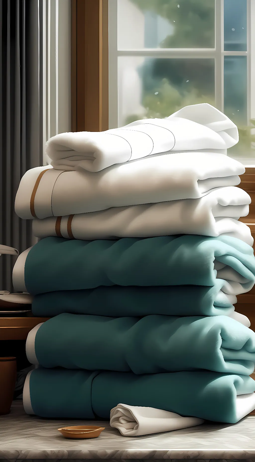 ai character: Refolded Towels background