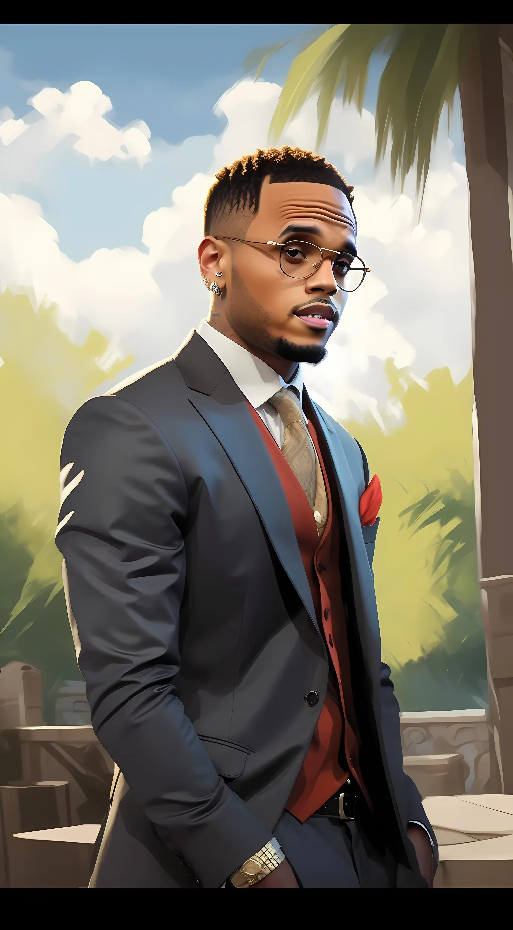 ai character: Chris brown  background