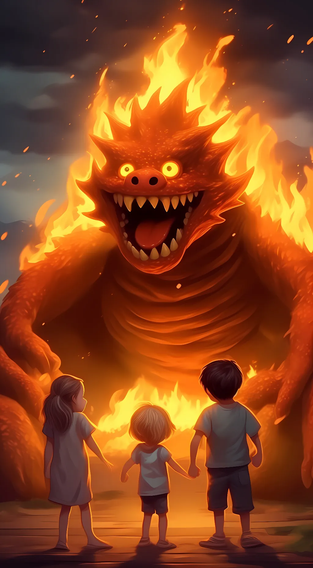 ai character: the fire monster background
